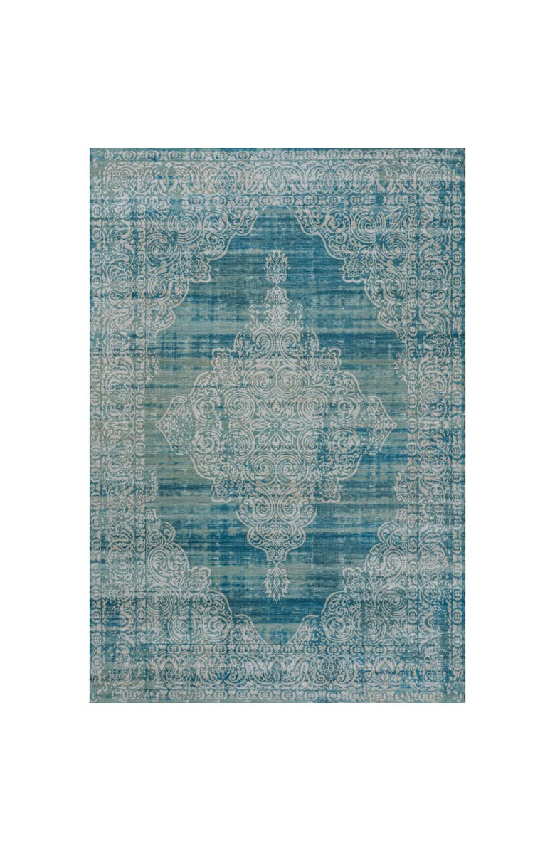 JONATHAN Y Regis Bohemian Medallion Machine-Washable Area Rug, Alternate, color, Teal/Cream