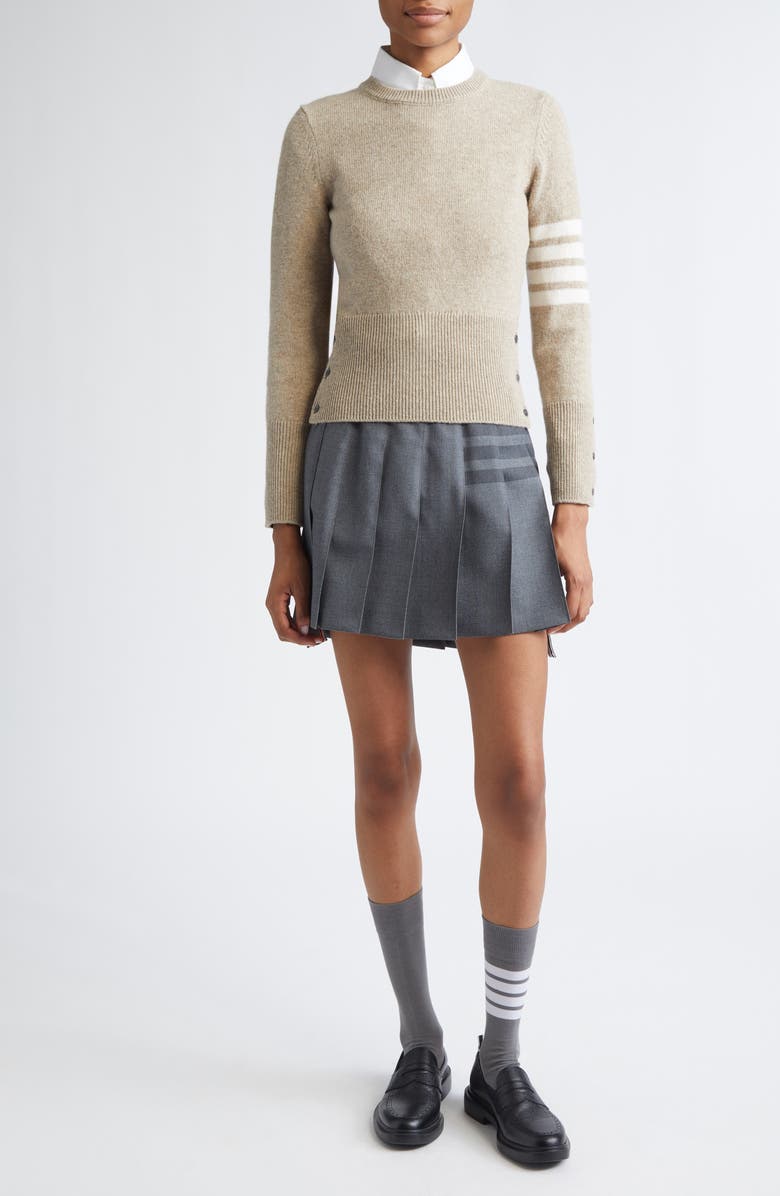 Thom Browne 4-Bar Wool Sweater, Alternate, color, Khaki