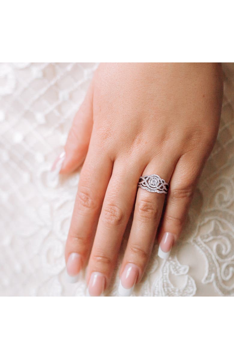 Julianna B. Diamond Double Halo Twist Bridal Set 14k, Alternate, color, 14K White Gold