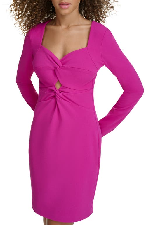 Siena Long Sleeve Crepe Scuba Sheath Dress In Purple