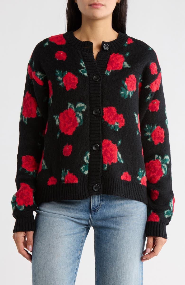 BLANKNYC Roses are Red Cardigan, Main, color, Roses Are Red