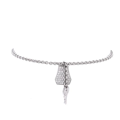 Kelly Clochette Chain Bracelet 18K White Gold with Pave Diamonds Small