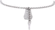 Pre-Owned Hermes Kelly Clochette Chain Bracelet 18K White Gold with Pave Diamonds Small