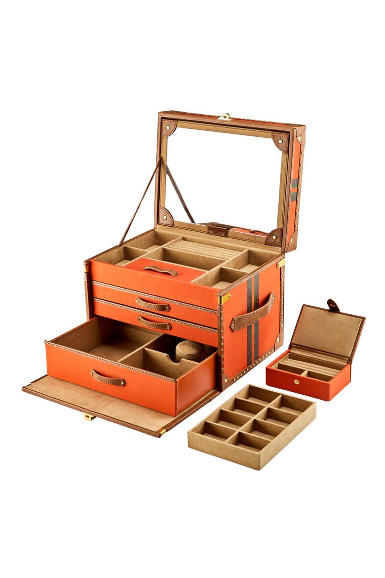 Ida Trunk Jewellery Box, Alternate, color, Orange