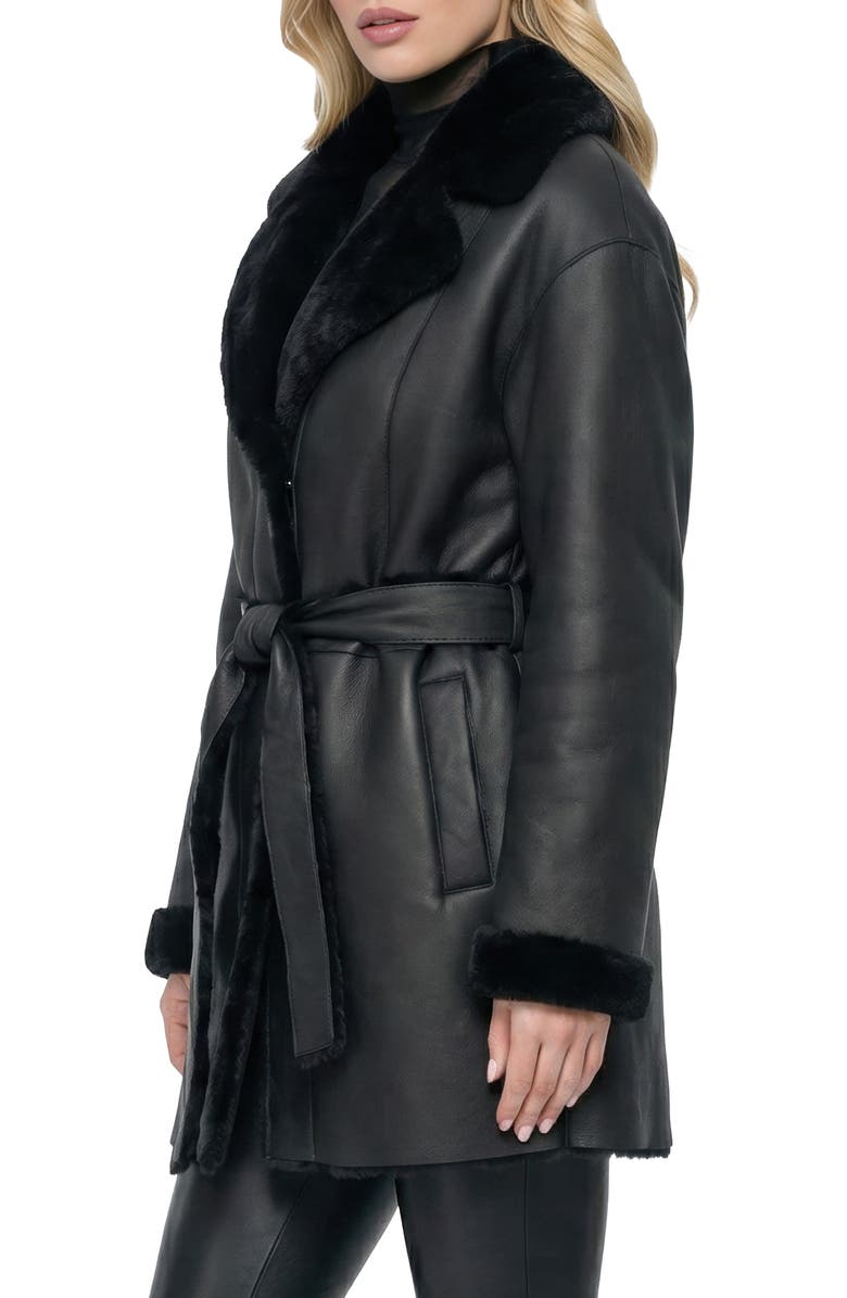 GORSKI Merino Genuine Shearling Stroller, Belt, Alternate, color, Black