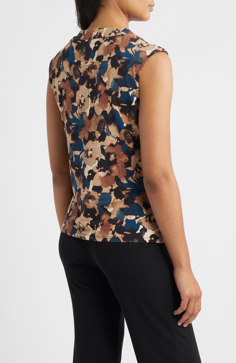 Anne Klein Pleated Cowl Neck Top, Alternate, color, Baltic Teal Multi