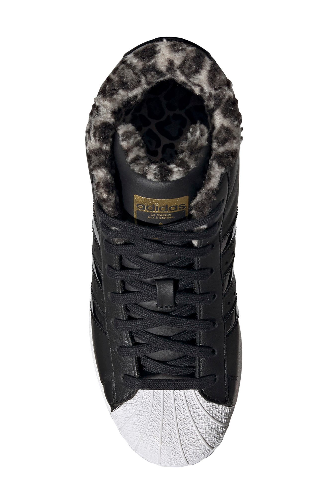 adidas Superstar Up Faux Fur Lined High Top Wedge Sneaker, Alternate, color, 