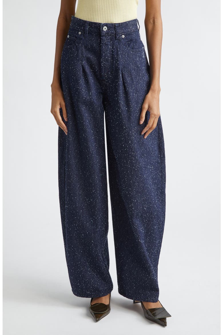 Le de Nimes Ovalo High Waist Barrel Leg Jeans, Main, color, NAVY