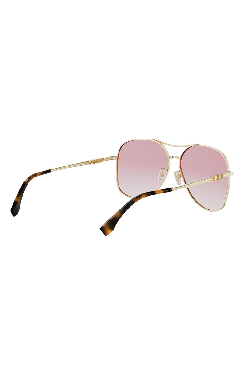 Fendi graphy 61mm Gradient Pilot Sunglasses, Alternate, color, Shiny Endura Gold / Gradient