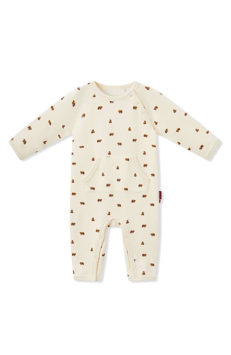 Milkbarn Waffle Knit Jumpsuit, Main, color, Little Bear