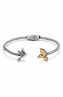 SAMUEL B. Sterling Silver & 18K Gold Bird Motif Hinge Bangle