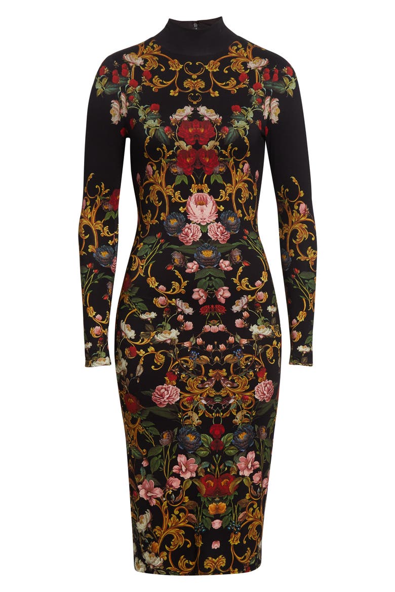 Delora Turtleneck Long Sleeve Body-Con Midi Dress, Alternate, color, EVERMINE