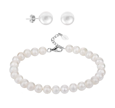 Pearl Bracelet & Earrings Set