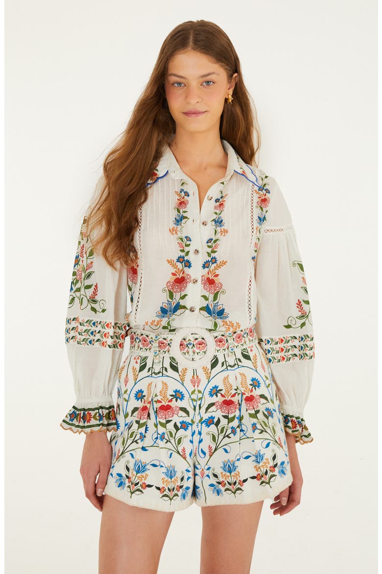 Fraga Print Belted Shorts, Alternate, color, OFF-WHITE