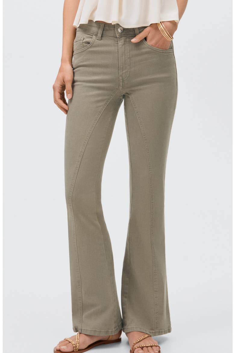 Twist Seam Mid Rise Flare Jeans, Main, color, KHAKI GREEN