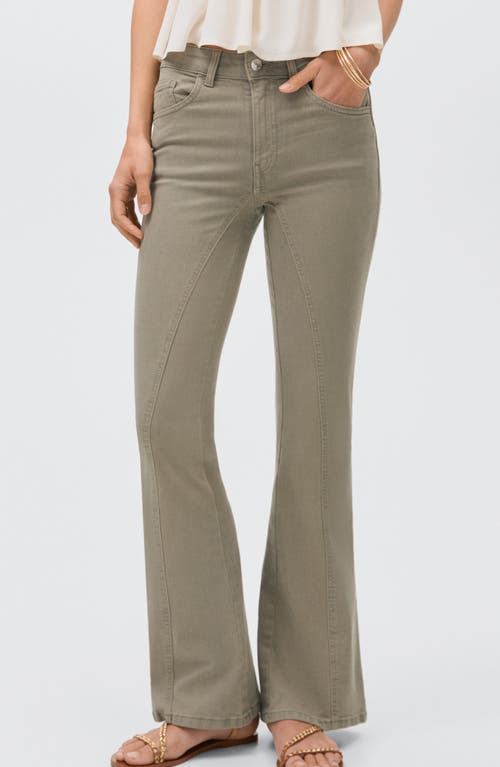 Mango Teen Twist Seam Mid Rise Flare Jeans In Green