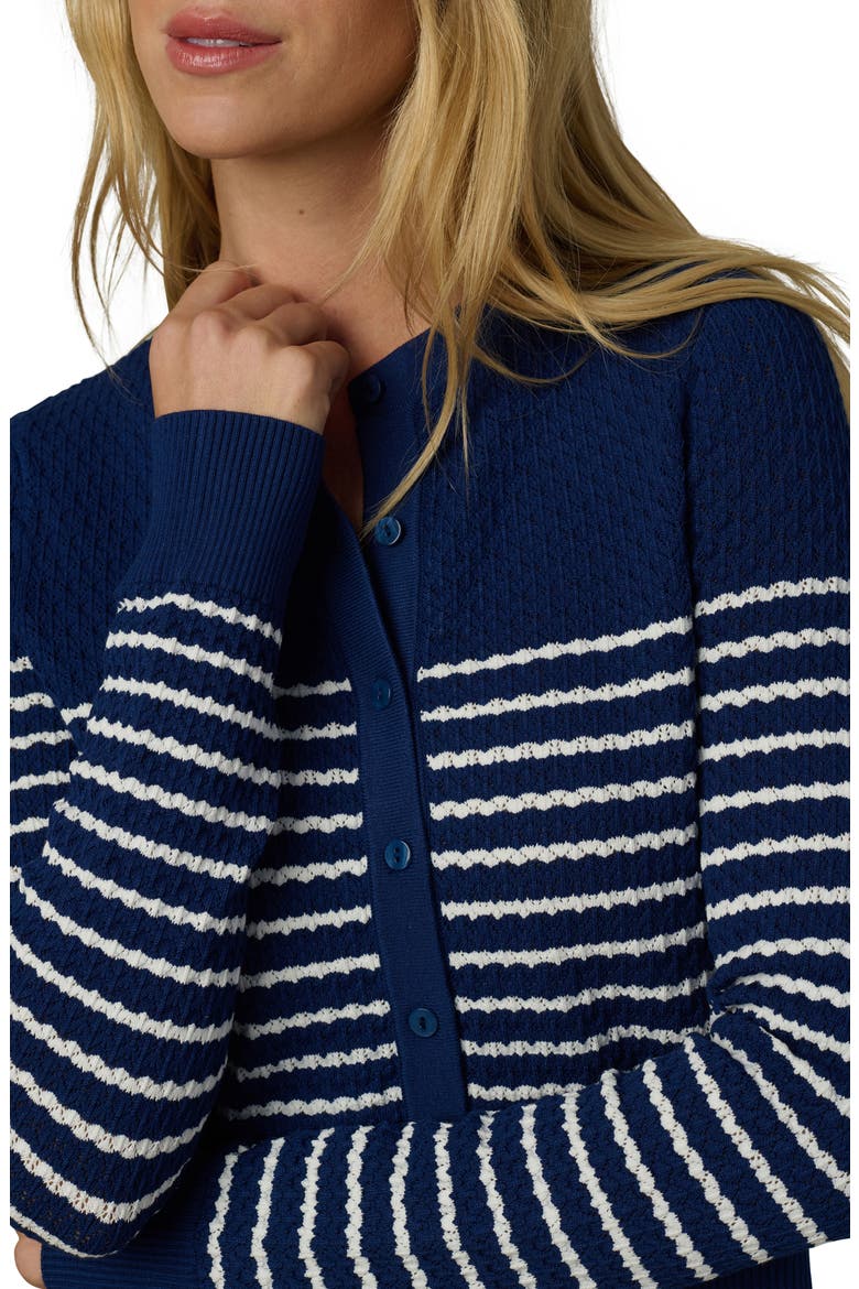 The Dani Stripe Pointelle Cardigan, Alternate, color, ROYAL BLUE/ MILK STRIPE