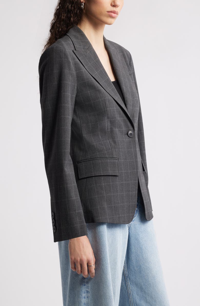 Nordstrom Plaid One-Button Blazer, Alternate, color,
