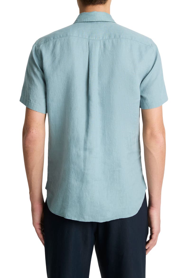 Classic Fit Short Sleeve Linen Shirt, Alternate, color, LAGOON