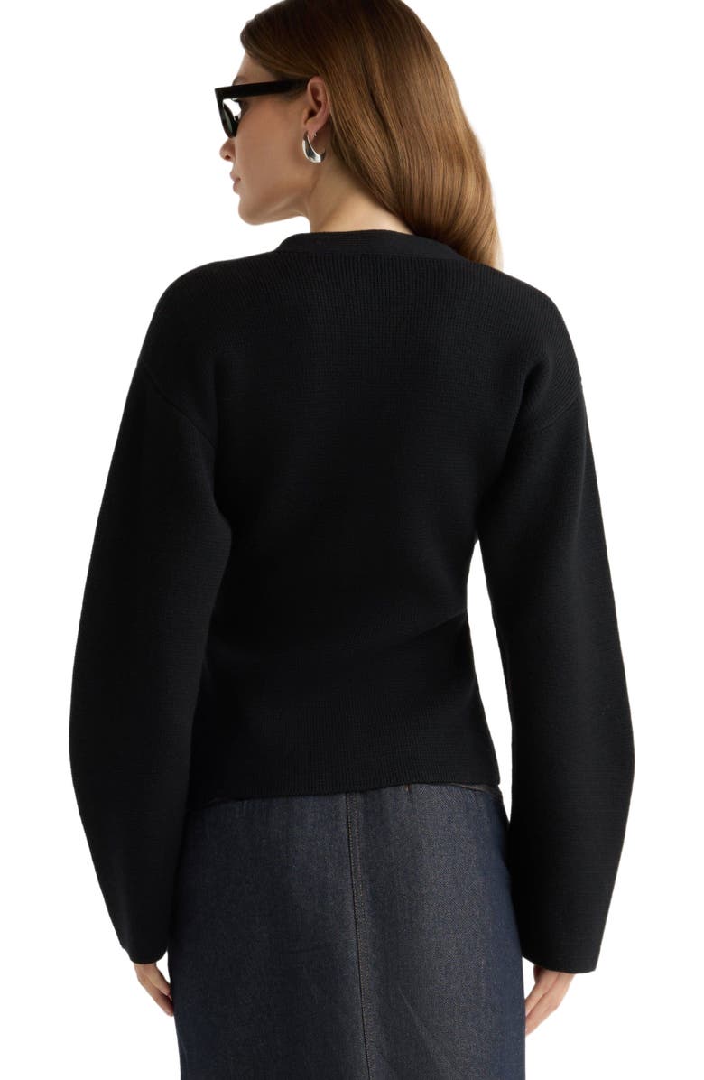 Modern Citizen Elinor Organic Cotton Wool V Neck Cardigan, Alternate, color, Black