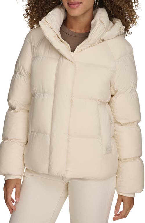 levi's Hooded Quilted Puffer Jacket in Off White 