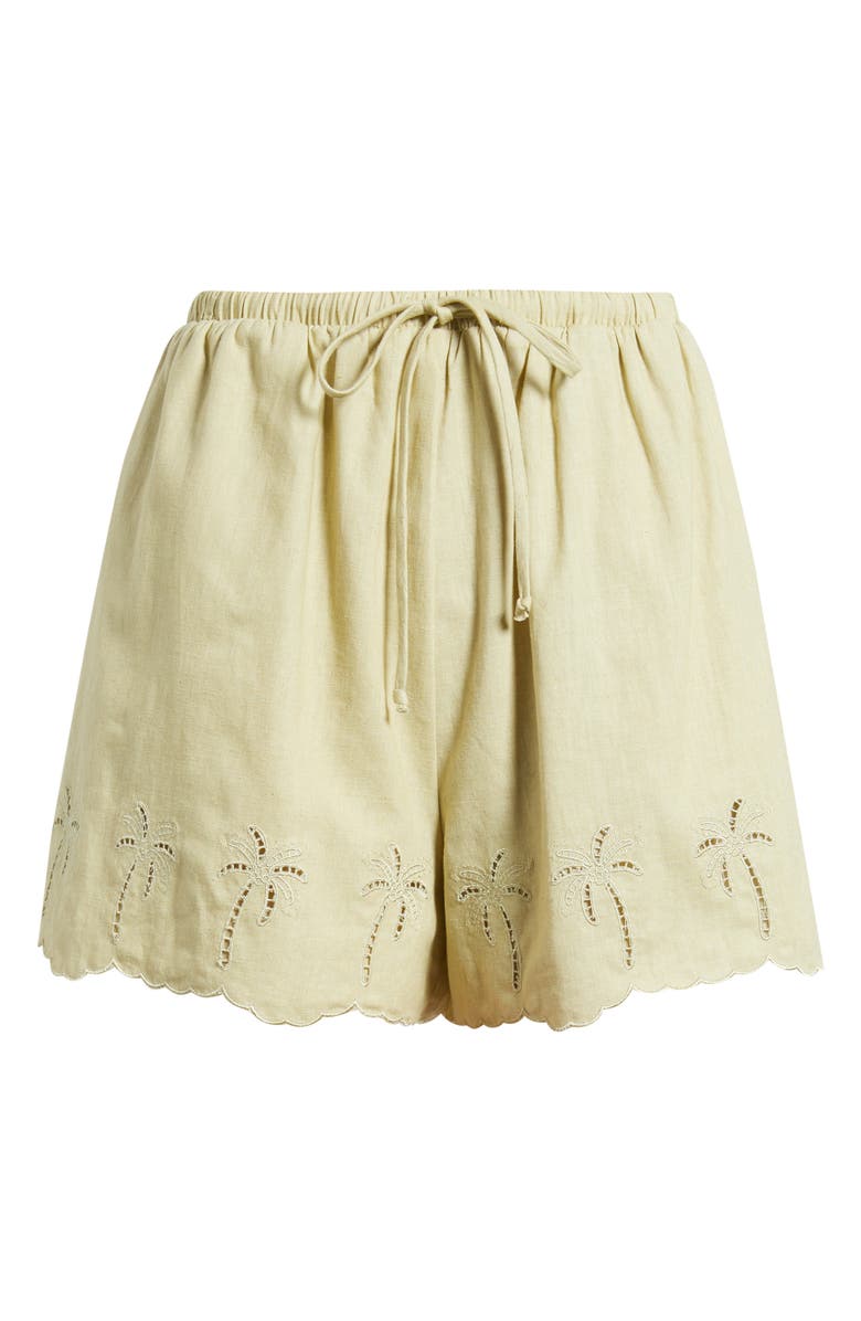 A.REN Lia Eyelet Tie Waist Linen & Cotton Shorts, Alternate, color, Sage Green