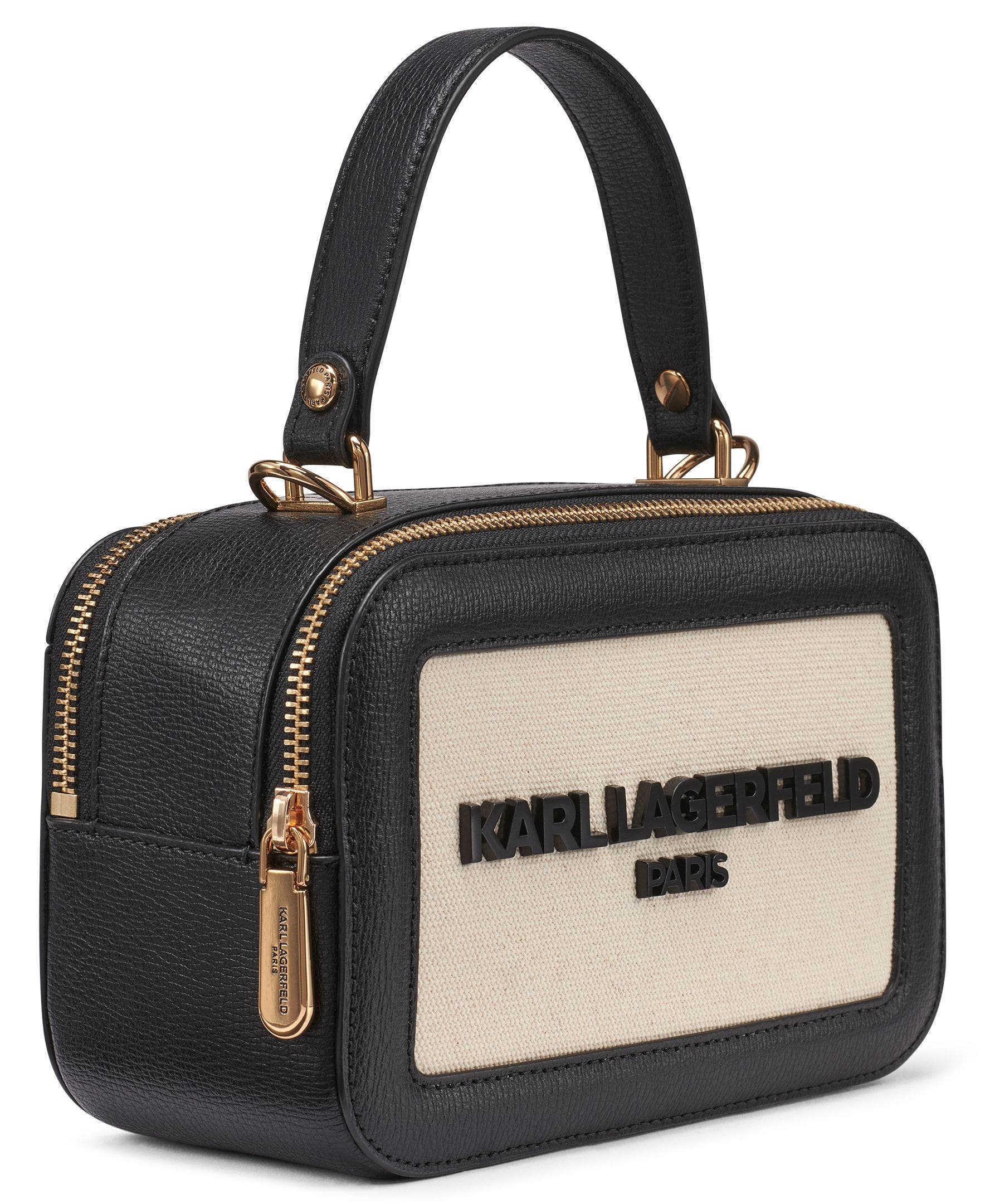 KARL LAGERFELD PARIS Simone Canvas Crossbody, Alternate, color, Natural/Black