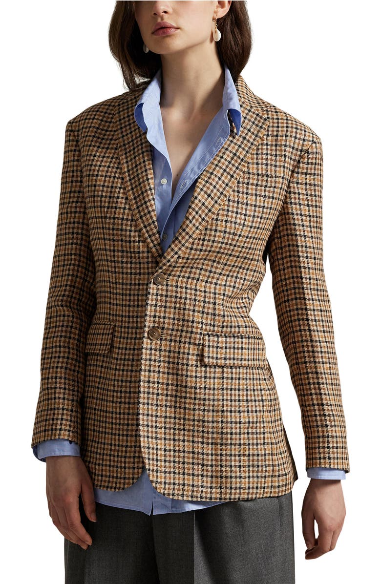 Polo Ralph Lauren Plaid Linen Blazer, Main, color, 