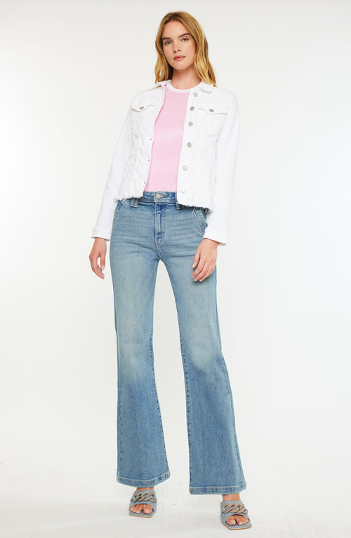 Kancan Mace High Rise Wide Flare Jeans In Blue