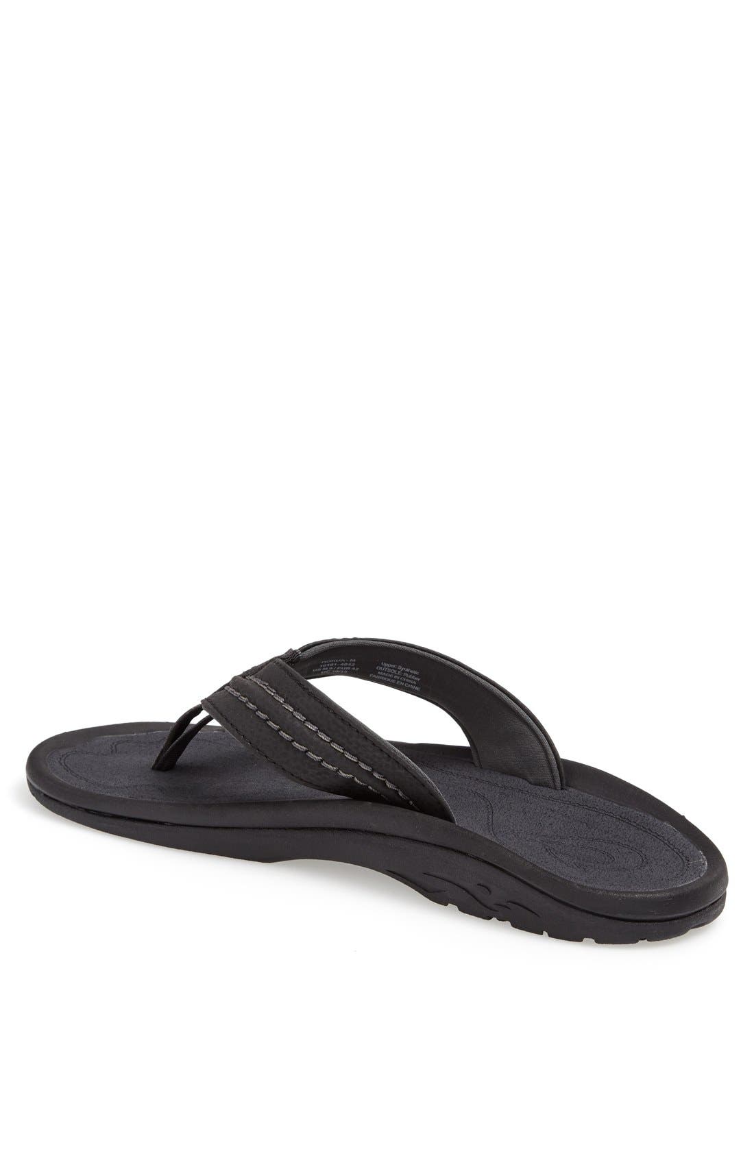 Hokua Flip Flop, Alternate, color, BLACK/ SHADOW FAUX LEATHER