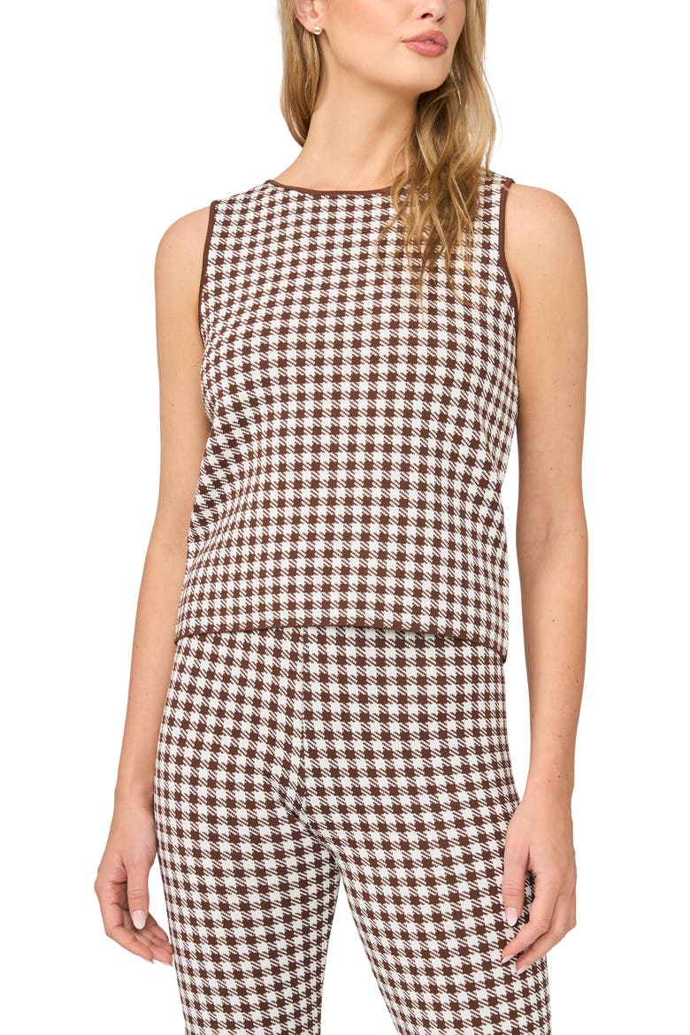 Gingham Jacquard Sweater Tank, Main, color, CHOCOLATE FUDGE