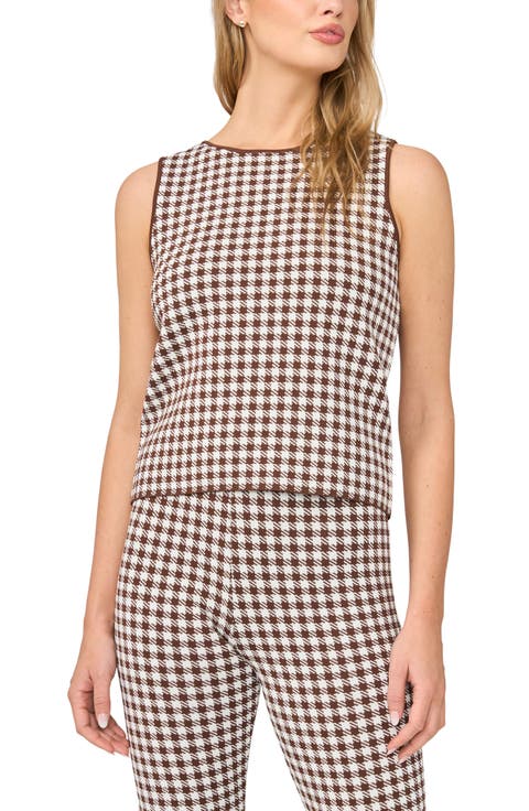 Gingham Jacquard Sweater Tank