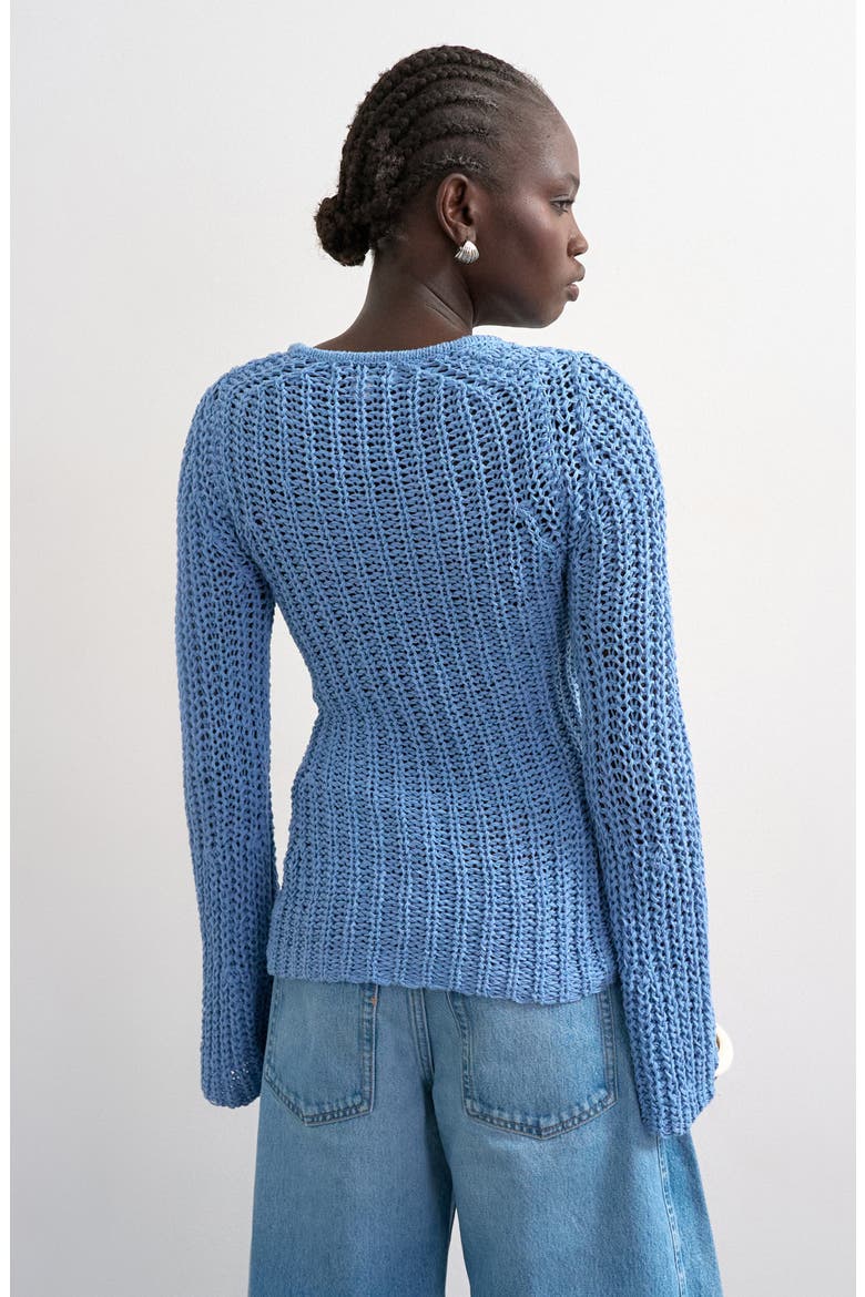 Open Stitch Scoop Neck Sweater, Alternate, color, MBLUE