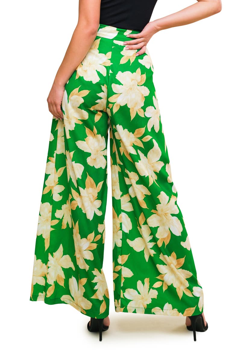 Floral High Waist Wide Leg Pants, Alternate, color, GREEN GOLD