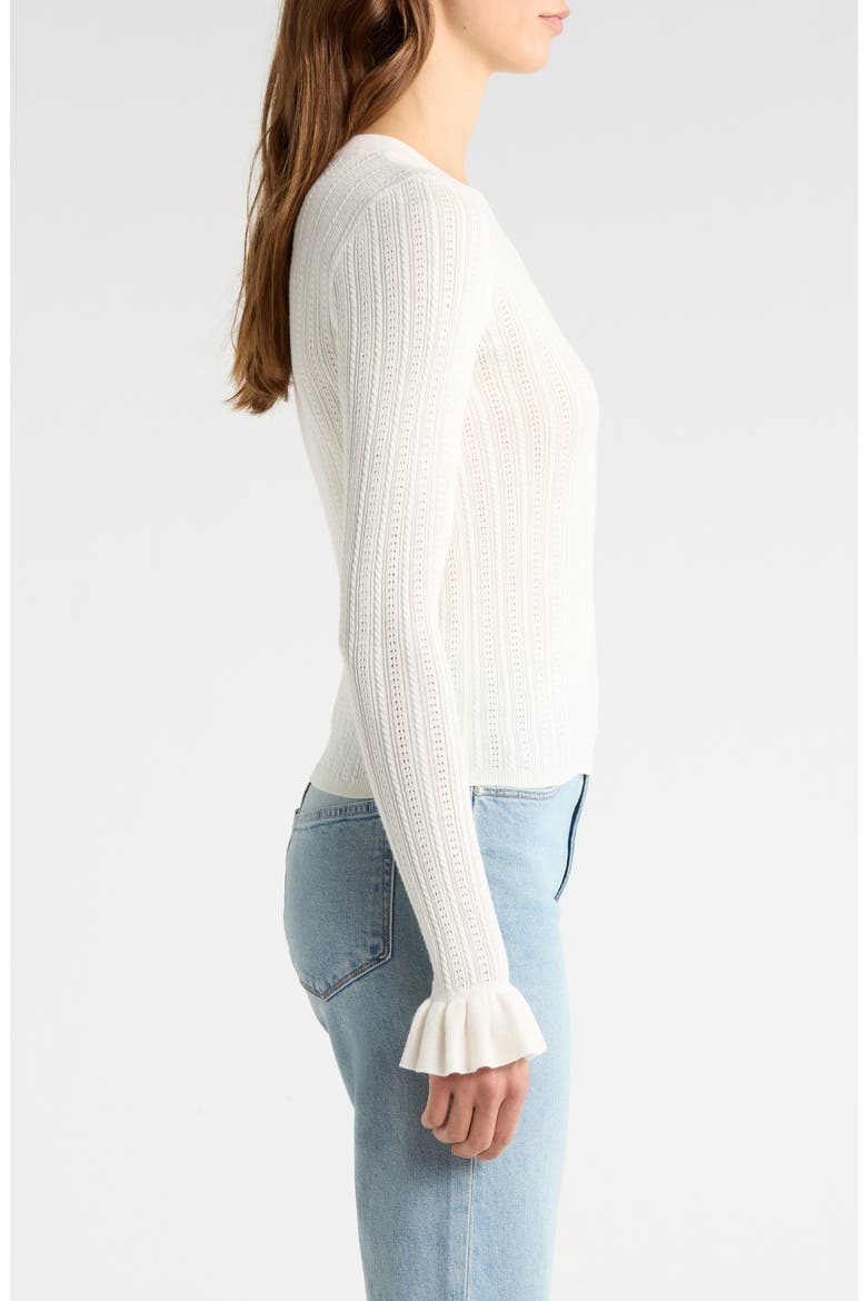 Ophelia Pointelle Stitch Organic Cotton & Silk Blend Sweater, Alternate, color, IVORY