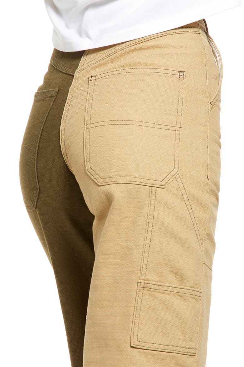 Color Splice Cotton Twill Flare Pants, Alternate, color, BEIGE