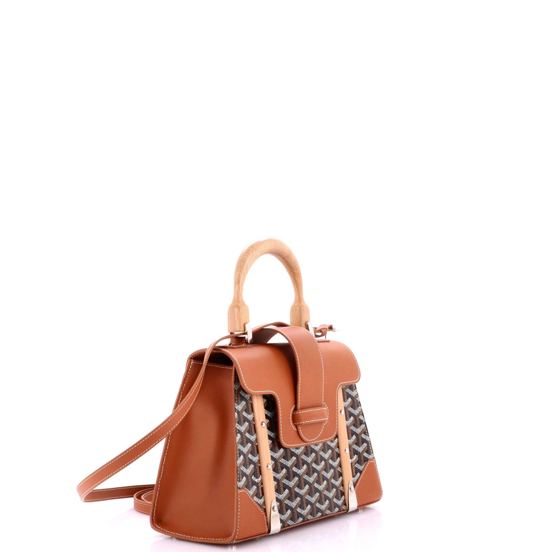 Saigon Top Handle Bag Coated Canvas with Leather PM, Alternate, color, Brown
