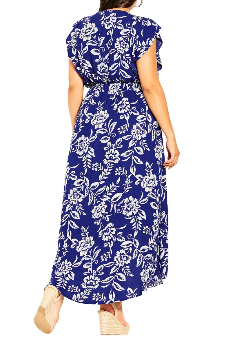 Castaway Floral High-Low Maxi Dress, Alternate, color, COBALT FLORAL