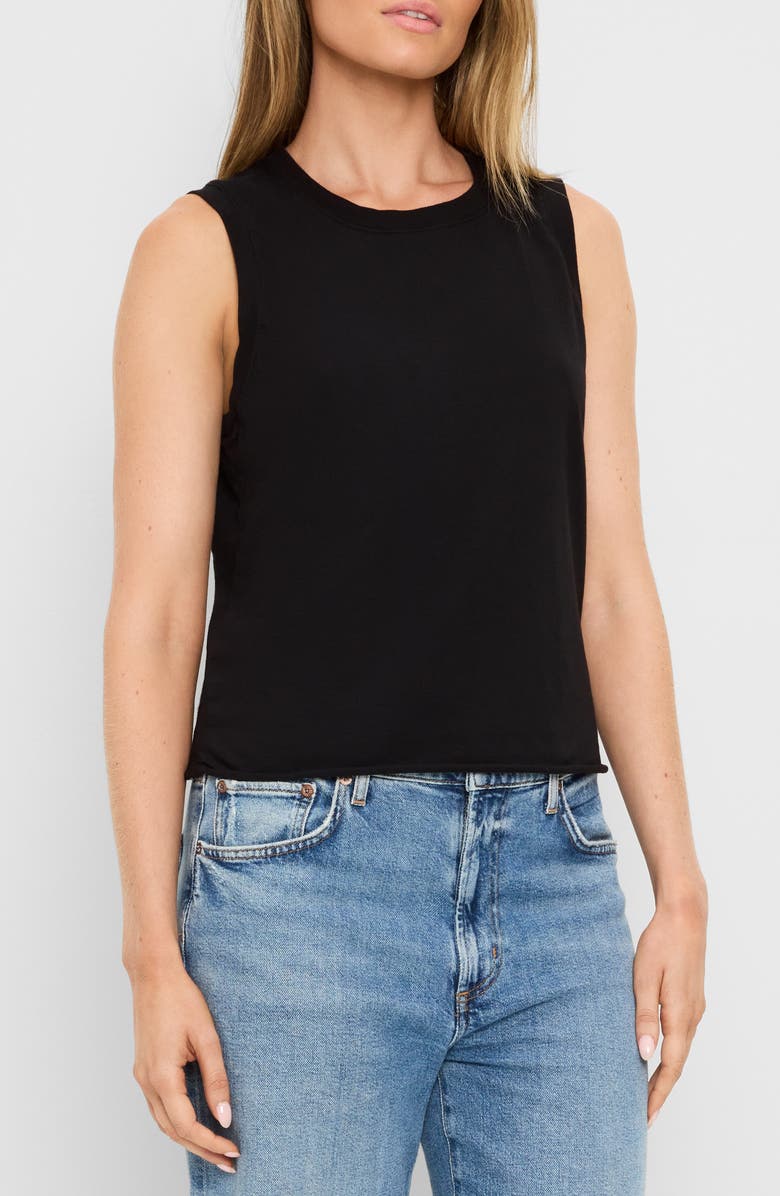 Michael Stars Junia Cotton Tank, Alternate, color, Black