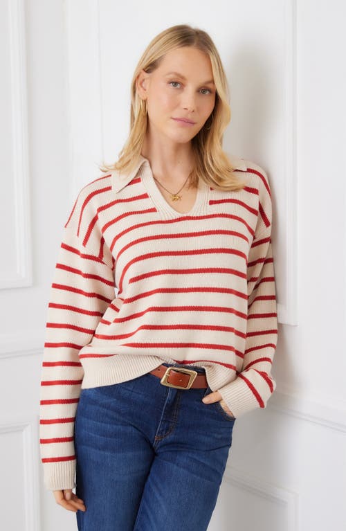 Karen Kane Stripe Polo Sweater In Multi