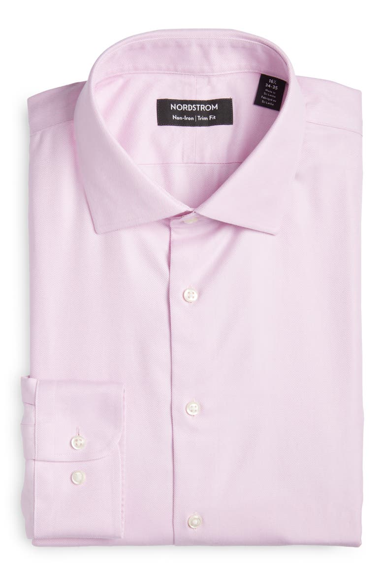 Trim Fit Non-Iron Dress Shirt, Main, color, LIGHT PINK