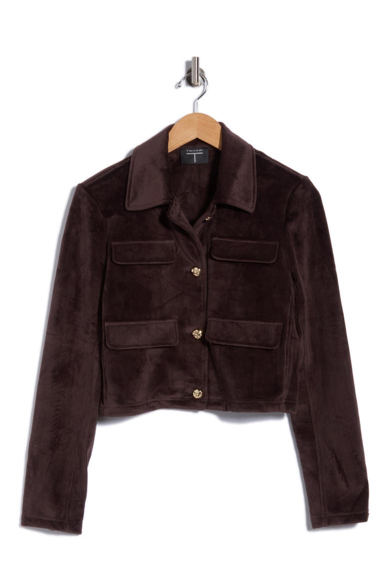 Cropped Corduroy Jacket, Main, color, CHOCOLATE BROWN