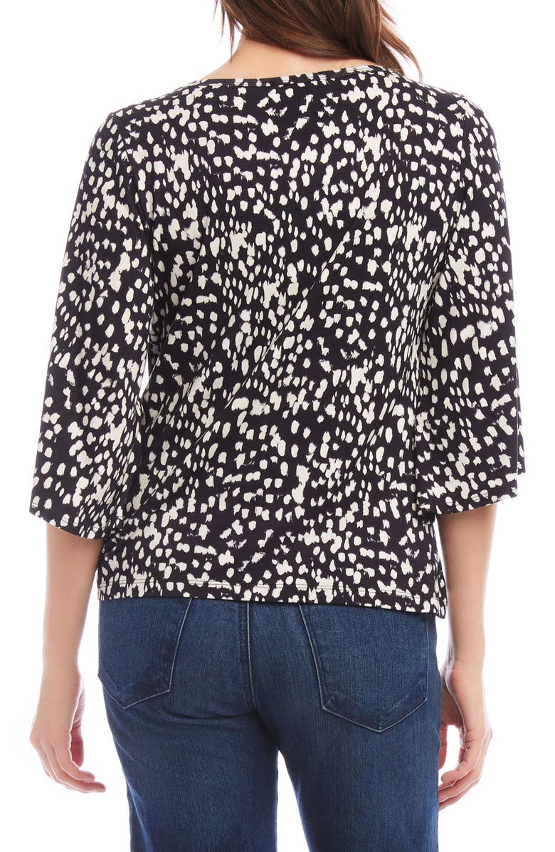 Karen Kane Dot Print Flare Sleeve Twist Hem Jersey Top, Alternate, color, 