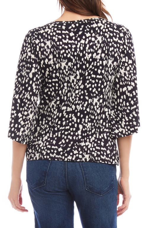 Karen Kane Dot Print Flare Sleeve Twist Hem Jersey Top In Print
