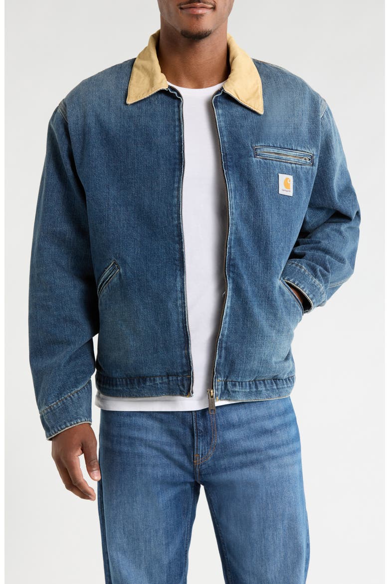 OG Detroit Denim Jacket, Main, color, BLUE / DUSTY HEATHER BROWN