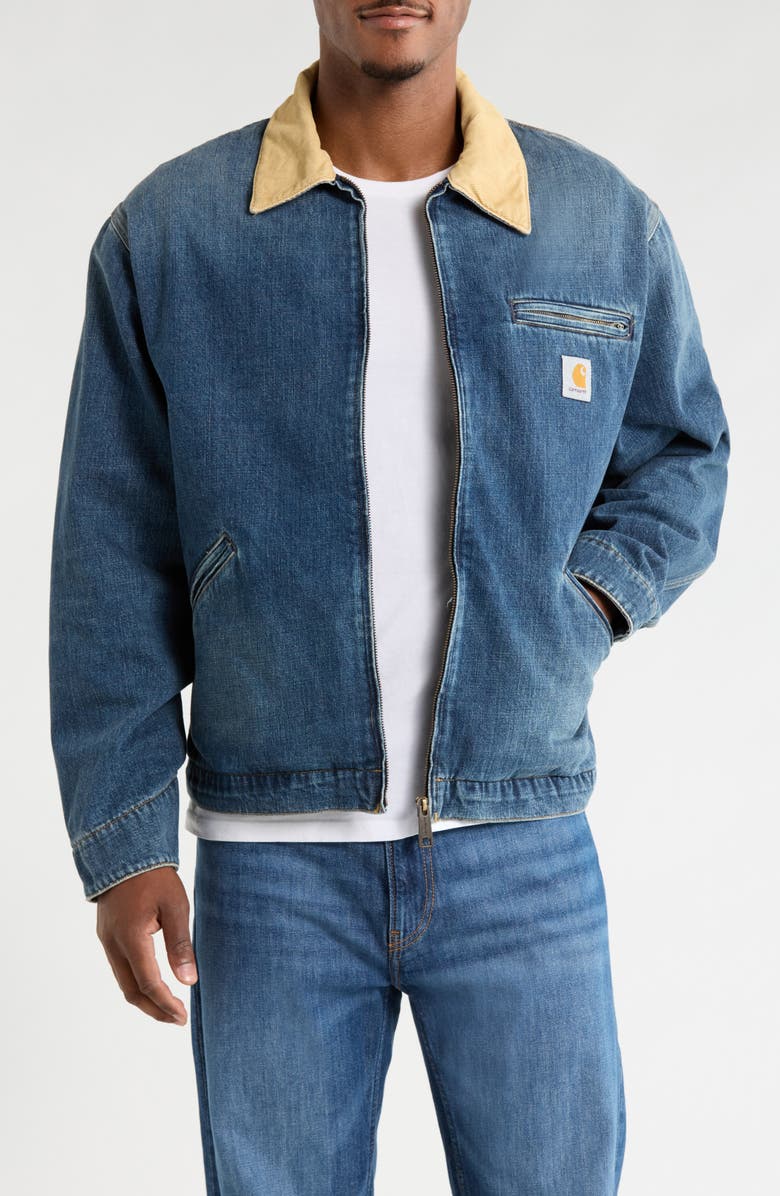 Carhartt Work In Progress OG Detroit Denim Jacket, Main, color, Blue / Dusty Heather Brown
