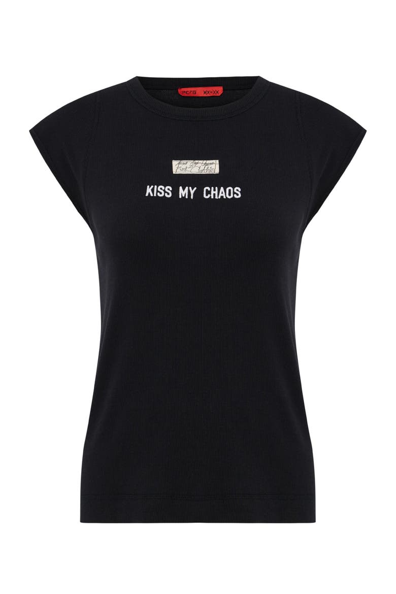Rib Tank Top With Patch, Main, color, BLACK