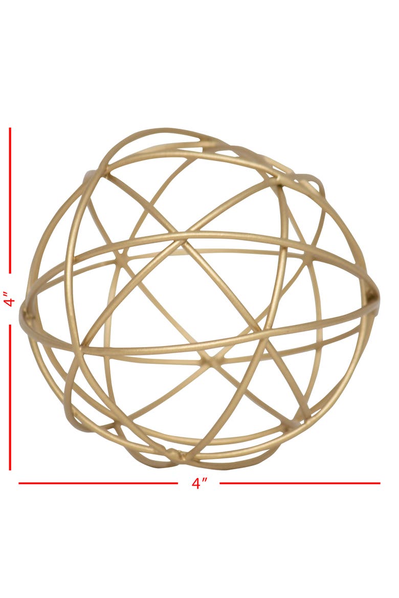 4" Doreen Small Decorative Abstract Themed Tabletop Brass Metal Accent Sphere Figurine, Alternate, color, Gold