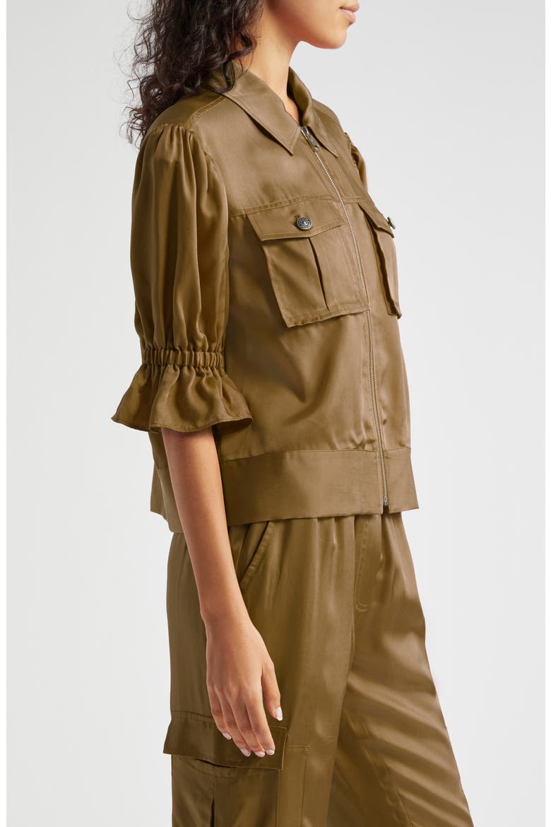 Holly Ruffle Sleeve Jacket, Alternate, color, DARK OLIVE