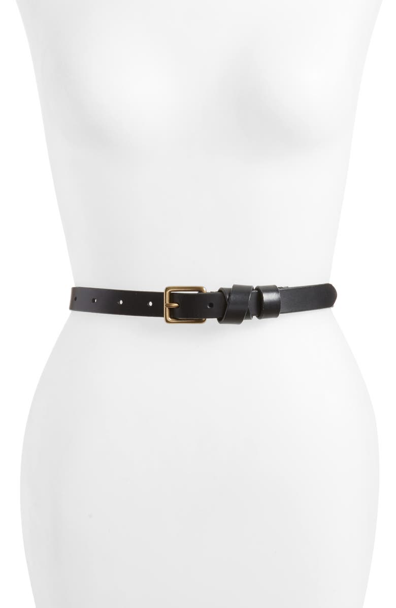 Madewell Leather Crisscross Skinny Belt, Main, color, 